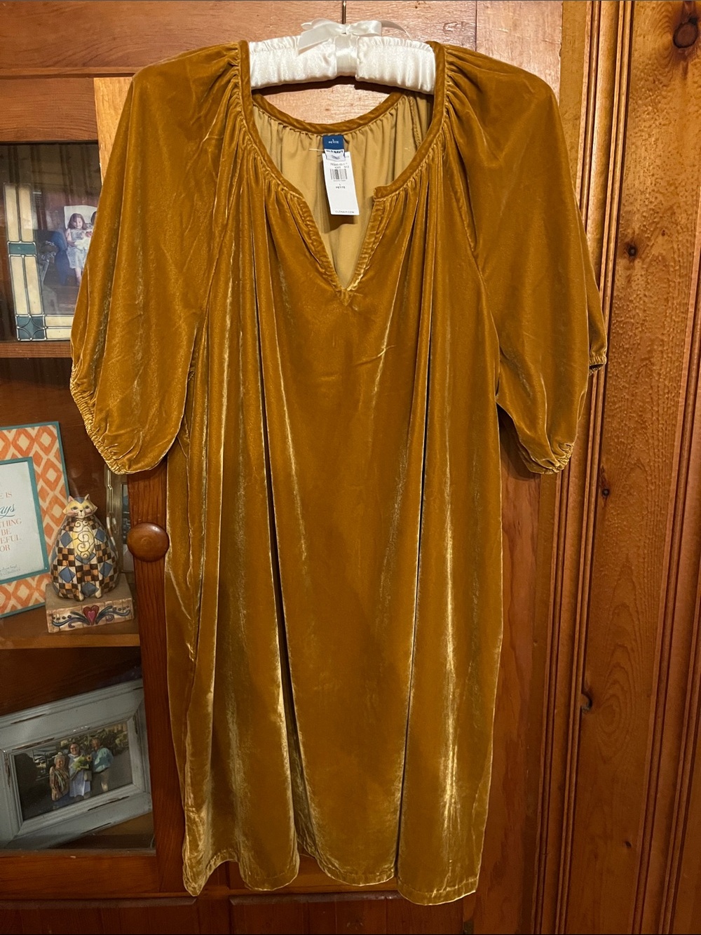 Old Navy Chaparral Velvet Puff Sleeve Mini Shift Dress Sz L Petite NWT